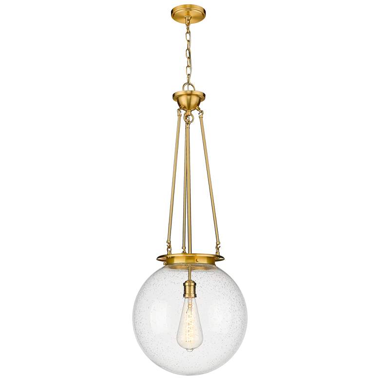 Image 1 Beacon 15.75" Wide Satin Gold Pendant With Seedy Glass Shade