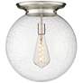 Beacon 15.75" Wide Satin Nickel Flush Mount With Seedy Glass Shade