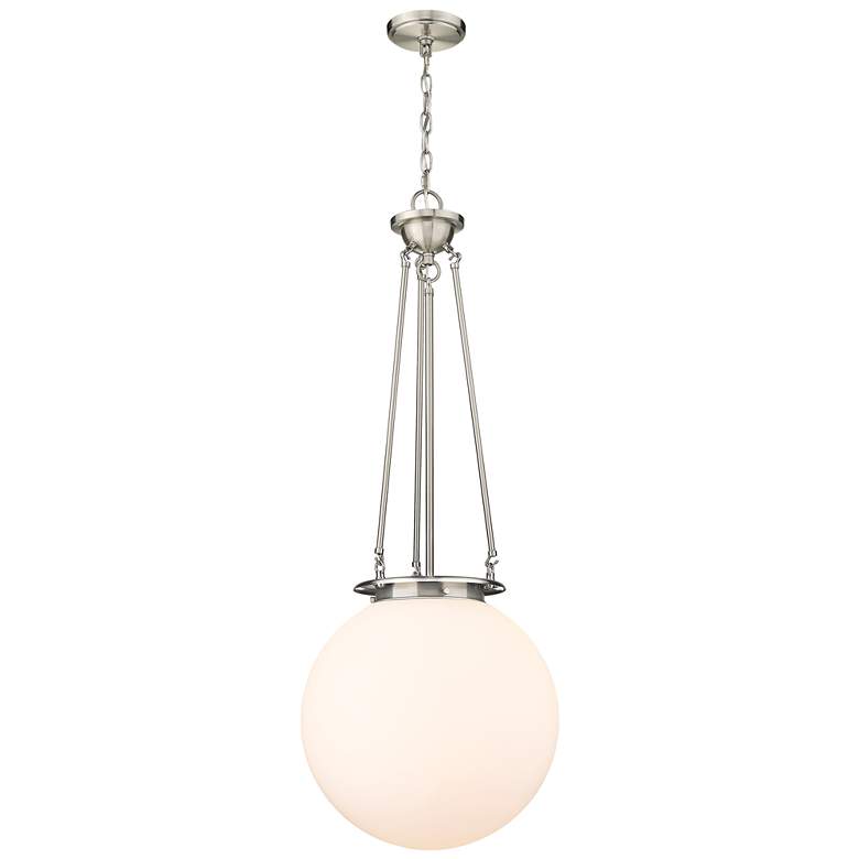 Image 1 Beacon 15.75" Wide Satin Nickel Pendant With Matte White Glass Shade