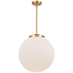 Beacon 15 3/4" Wide Satin Gold Pendant Light w/ White Glass