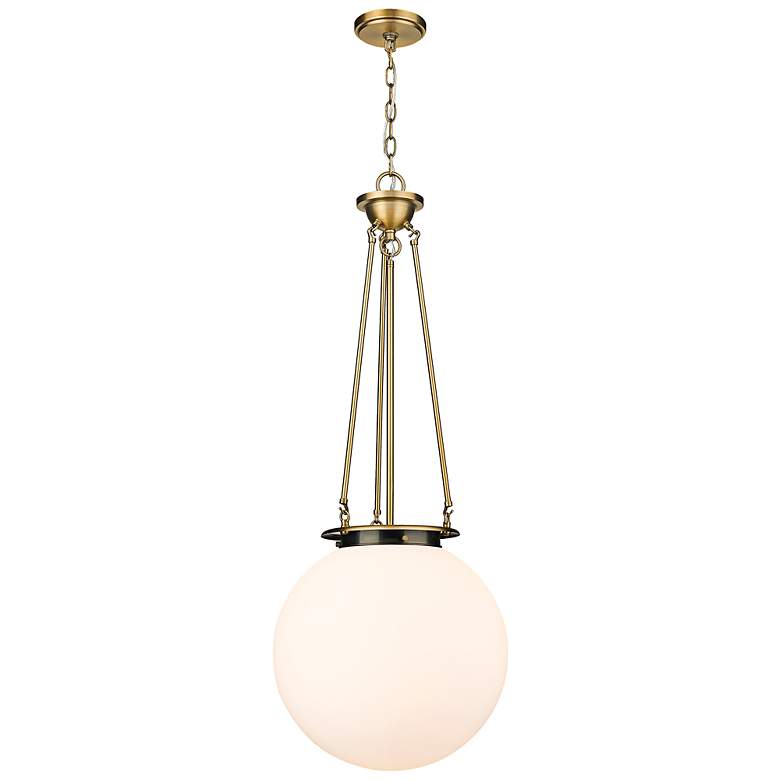 Image 1 Beacon 15 3/4"W Brushed Brass Pendant Light w/ White Glass