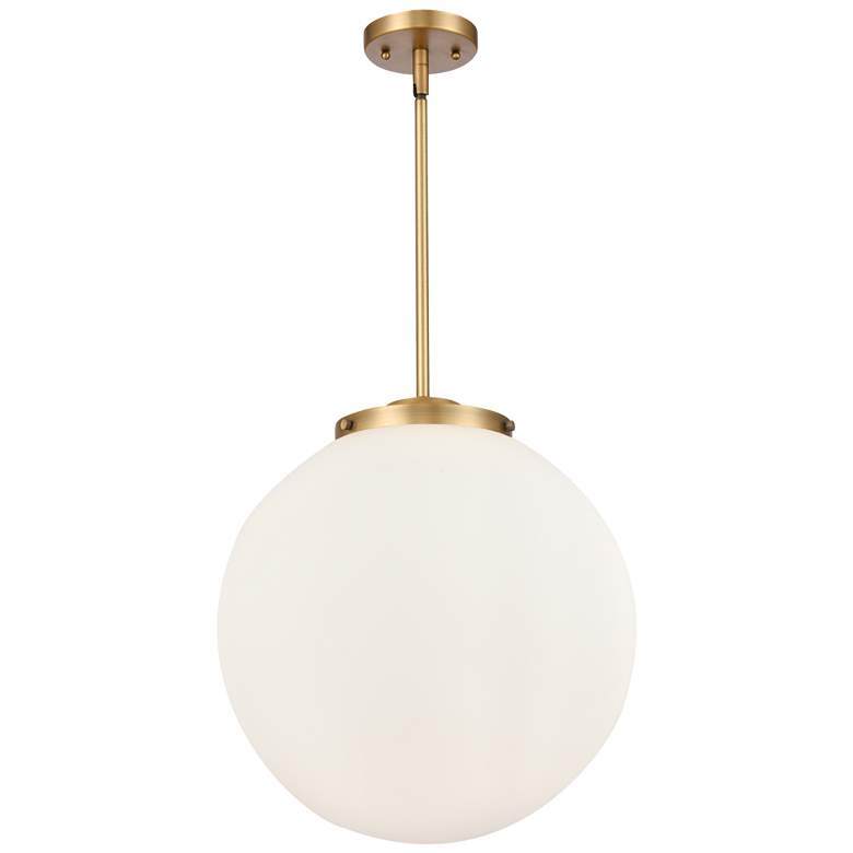 Image 1 Beacon 16" 3-Light Brushed Brass Pendant w/ Matte White Shade