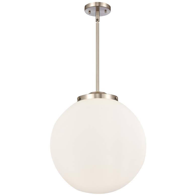 Image 1 Beacon 16" 3-Light Brushed Satin Nickel Pendant w/ Matte White Shade