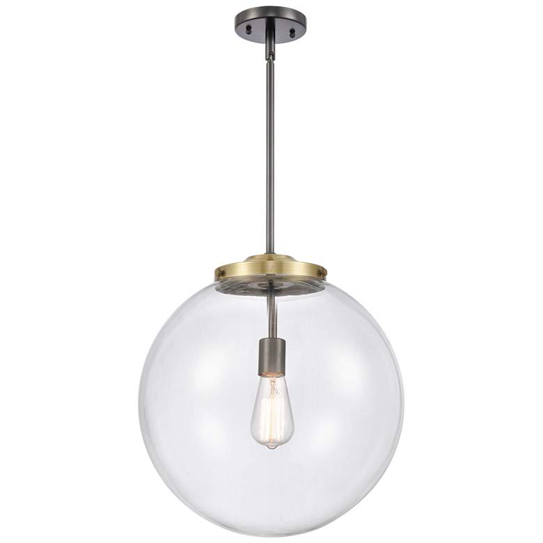 Image 1 Beacon 16" Black Antique Brass Pendant w/ Clear Shade