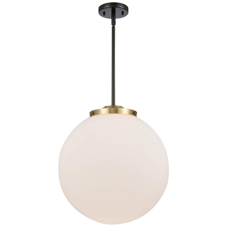 Image 1 Beacon 16" Black Antique Brass Pendant w/ Matte White Shade