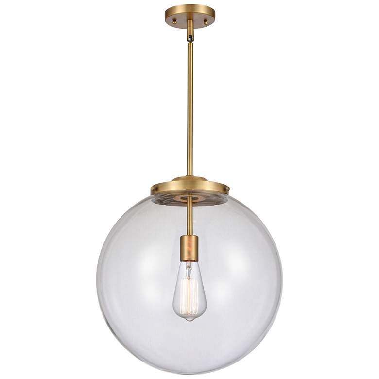 Image 1 Beacon 16 inch Brushed Brass Pendant w/ Clear Shade