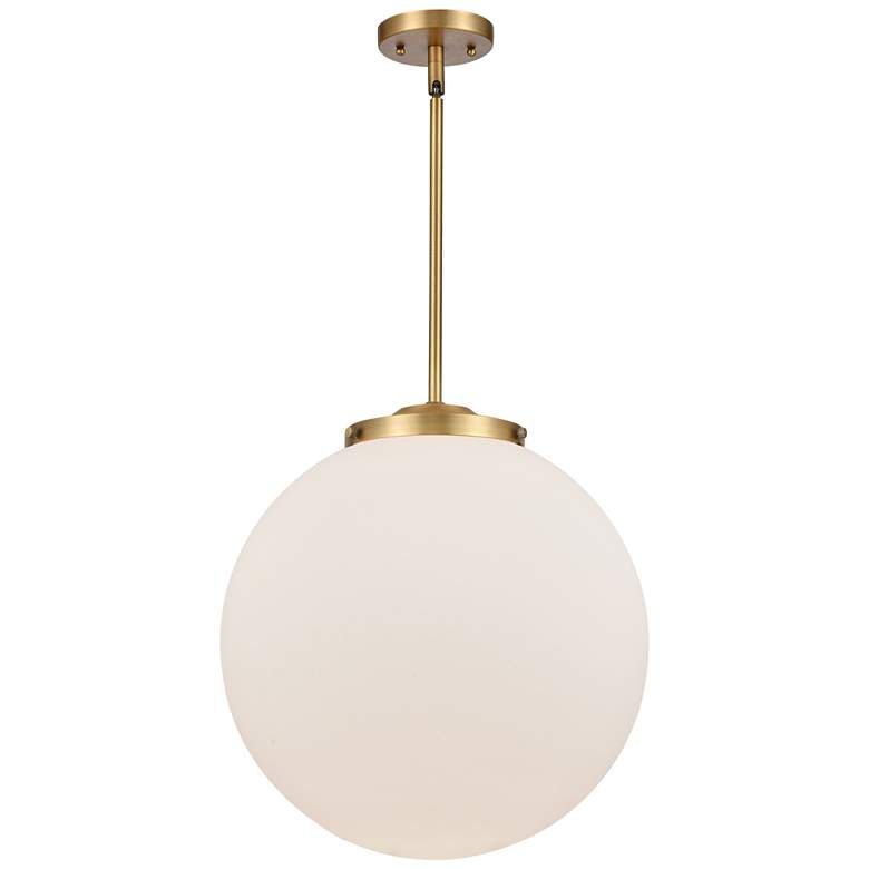 Image 1 Beacon 16 inch Brushed Brass Pendant w/ Matte White Shade