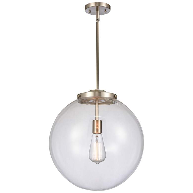 Image 1 Beacon 16" Brushed Satin Nickel Pendant w/ Clear Shade