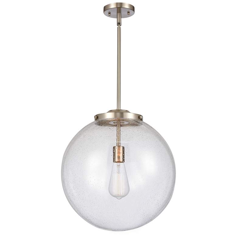 Image 1 Beacon 16" Brushed Satin Nickel Pendant w/ Seedy Shade