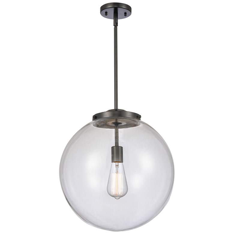 Image 1 Beacon 16" Matte Black Pendant w/ Clear Shade