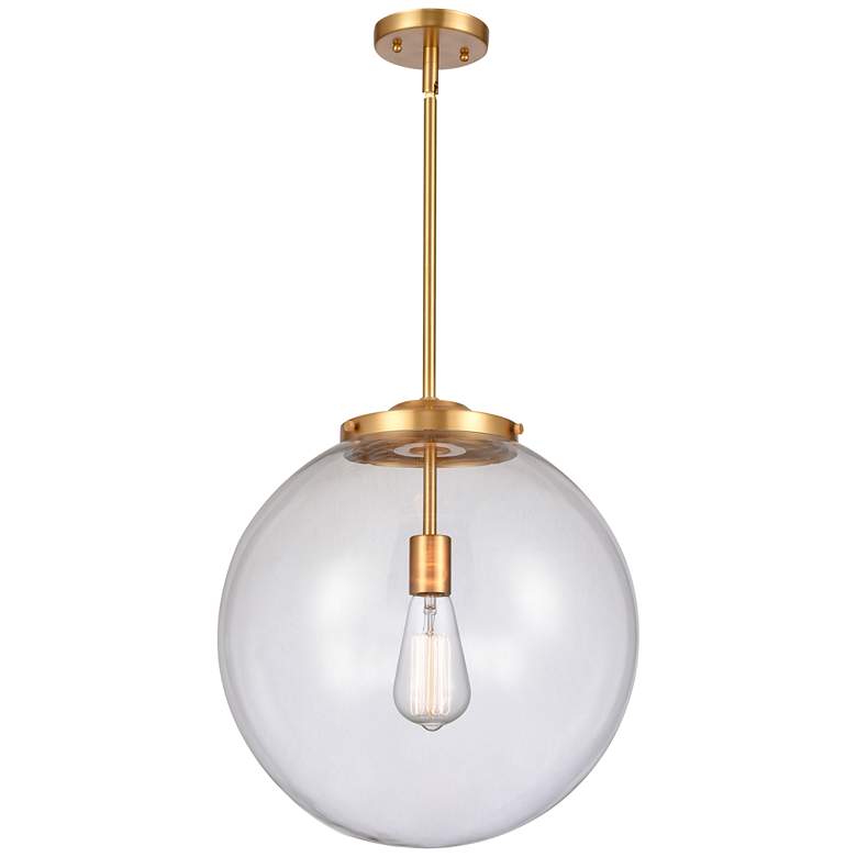 Image 1 Beacon 16" Satin Gold Pendant w/ Clear Shade