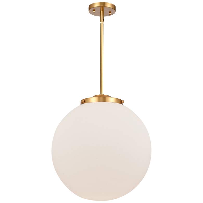 Image 1 Beacon 16" Satin Gold Pendant w/ Matte White Shade