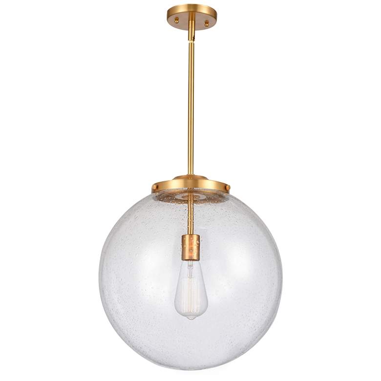 Image 1 Beacon 16" Satin Gold Pendant w/ Seedy Shade