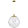 1_Beacon 16" Wide Brushed Brass Pendant Light with Clear Shade