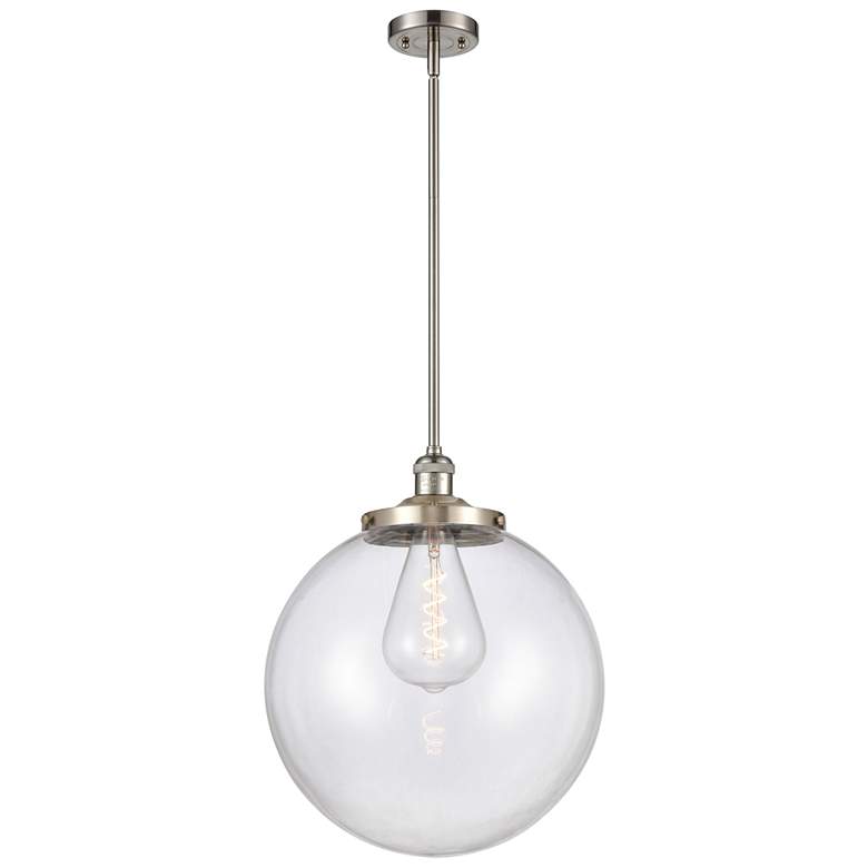 Image 1 Beacon 16" Wide Satin Nickel Pendant Light w/ Clear Glass