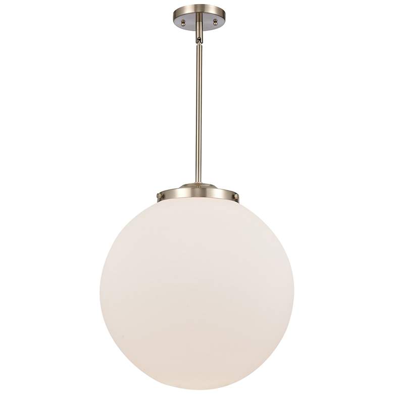 Image 1 Beacon 16" Wide Satin Nickel Pendant Light w/ White Glass