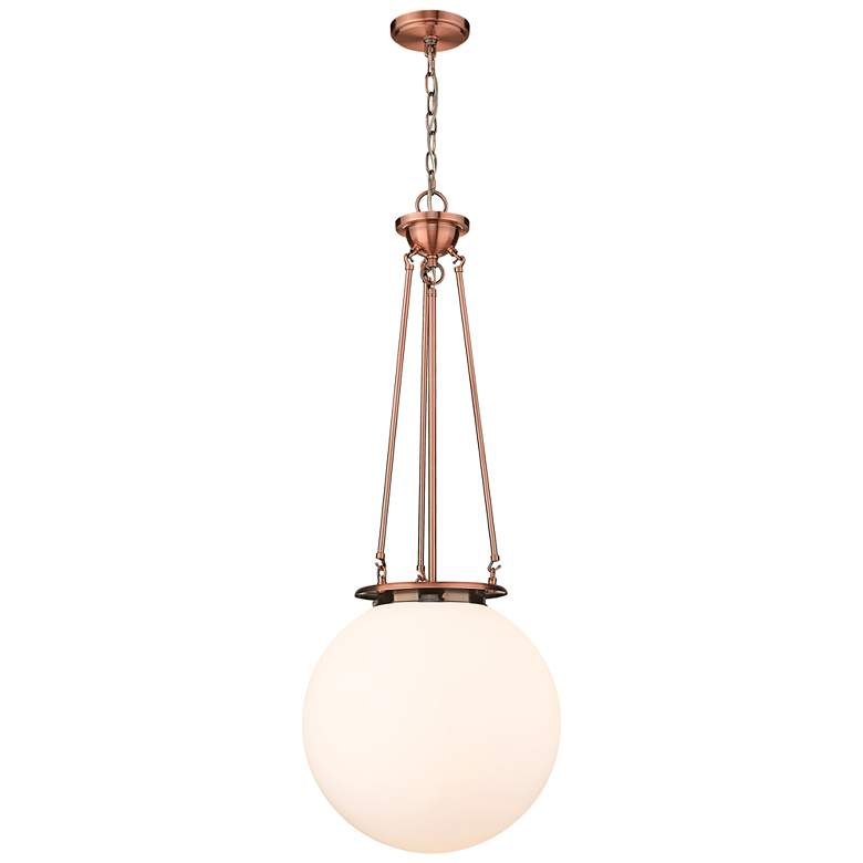 Image 1 Beacon 16"W Antique Copper Pendant Light with White Glass