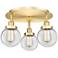 Beacon 17.75" Wide 3 Light Satin Gold Flush Mount With Clear Glass Sha