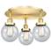 Beacon 17.75" Wide 3 Light Satin Gold Flush Mount With Seedy Glass Sha