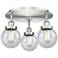 Beacon 17.75" Wide 3 Light Satin Nickel Flush Mount With Seedy Glass S
