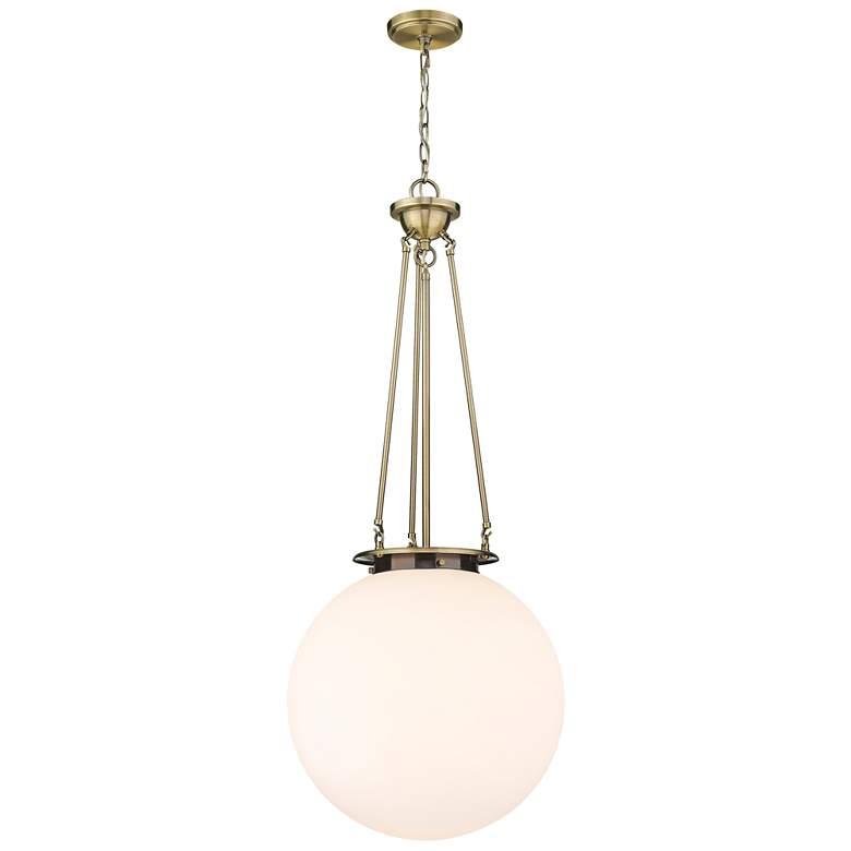 Image 1 Beacon 17.75 inch Wide Antique Brass Pendant With Matte White Glass Shade