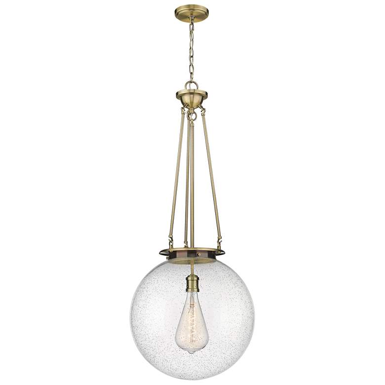Image 1 Beacon 17.75" Wide Antique Brass Pendant With Seedy Glass Shade