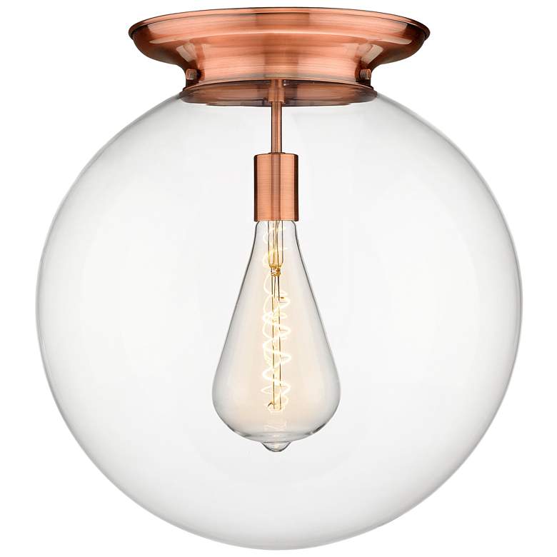 Image 1 Beacon 17.75" Wide Antique Copper Flush Mount With Clear Glass Shade