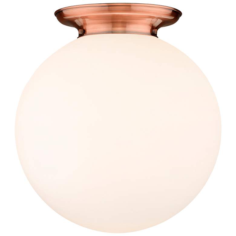 Image 1 Beacon 17.75" Wide Antique Copper Flush Mount With Matte White Glass S