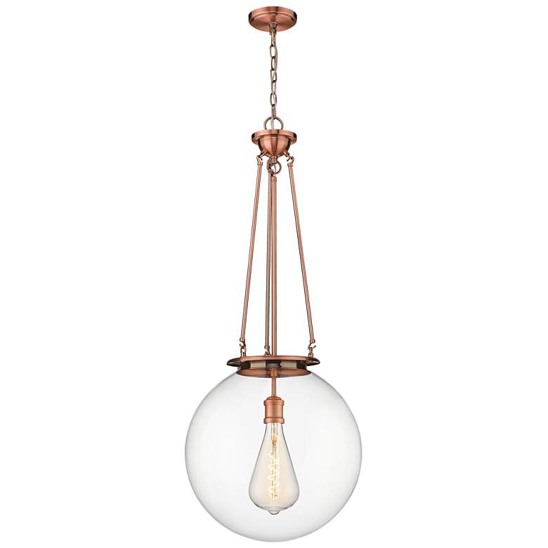 Image 1 Beacon 17.75" Wide Antique Copper Pendant With Clear Glass Shade