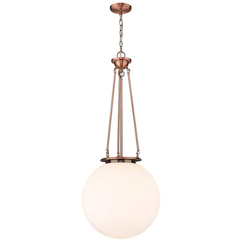 Image 1 Beacon 17.75" Wide Antique Copper Pendant With Matte White Glass Shade