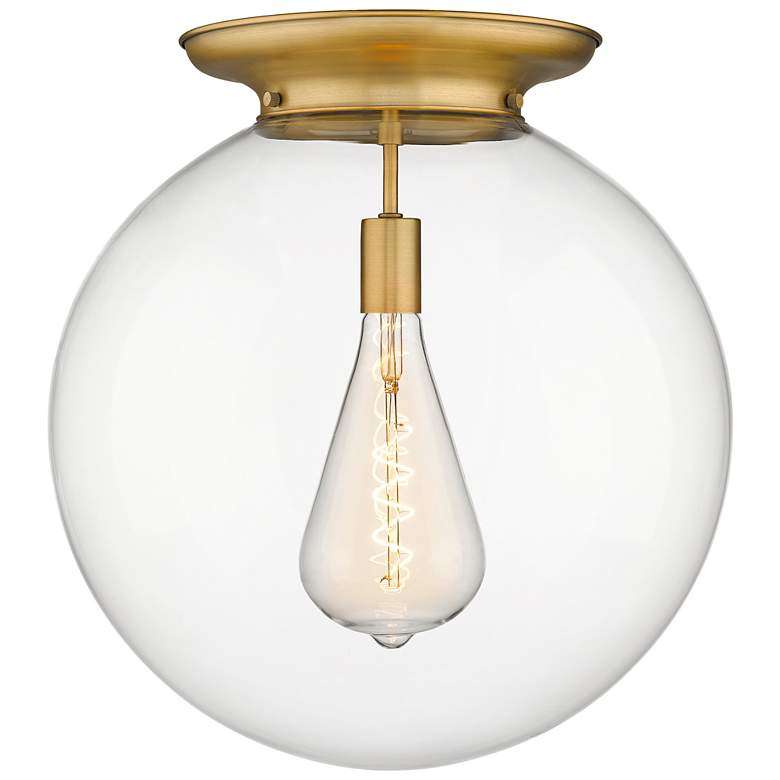 Image 1 Beacon 17.75" Wide Brushed Brass Flush Mount With Clear Glass Shade