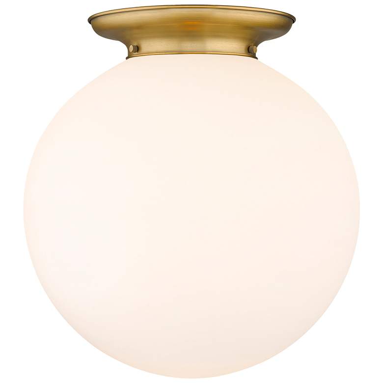Image 1 Beacon 17.75" Wide Brushed Brass Flush Mount With Matte White Glass Sh