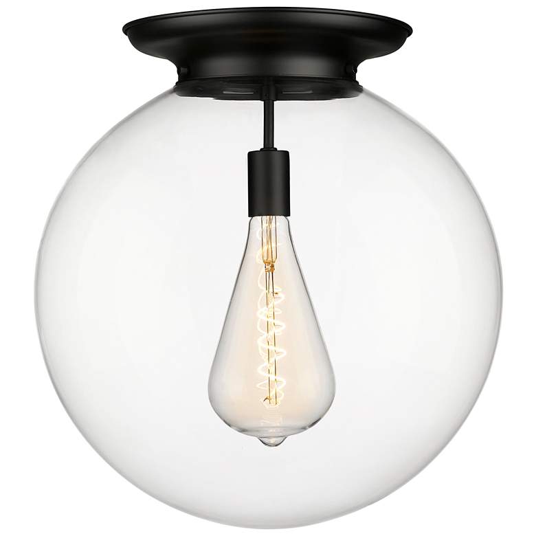 Image 1 Beacon 17.75" Wide Matte Black Flush Mount With Clear Glass Shade