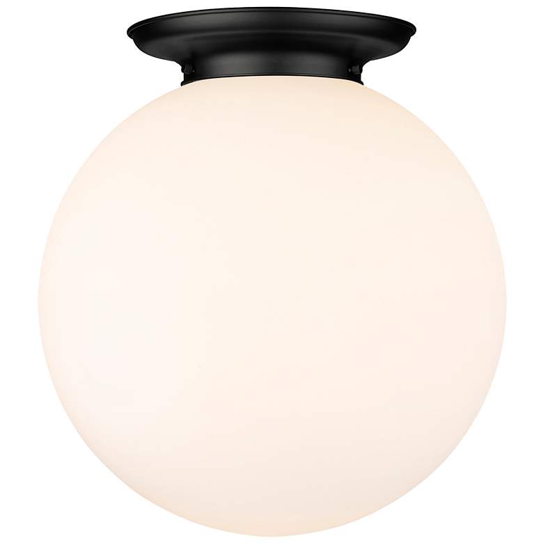Image 1 Beacon 17.75" Wide Matte Black Flush Mount With Matte White Glass Shad