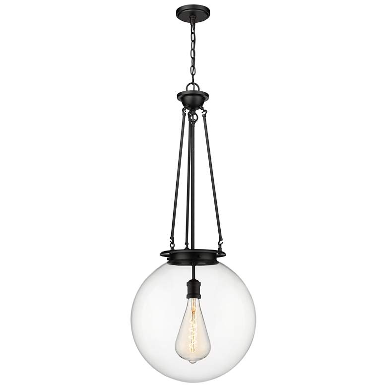 Image 1 Beacon 17.75" Wide Matte Black Pendant With Clear Glass Shade