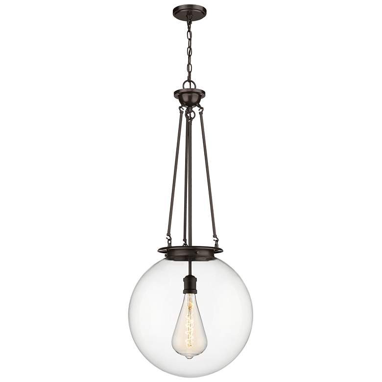 Image 1 Beacon 17.75" Wide Oiled Brass Pendant With Clear Glass Shade