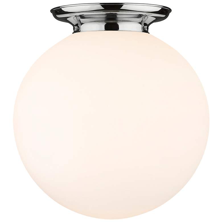 Image 1 Beacon 17.75" Wide Polished Chrome Flush Mount With Matte White Glass