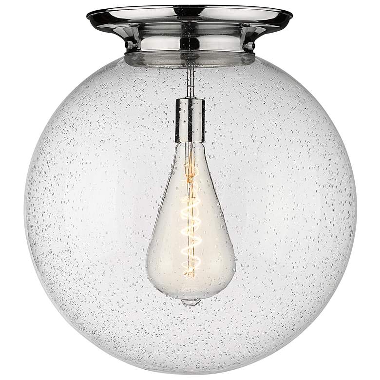 Image 1 Beacon 17.75" Wide Polished Chrome Flush Mount With Seedy Glass Shade