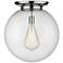 Beacon 17.75" Wide Polished Chrome Flush Mount With Seedy Glass Shade