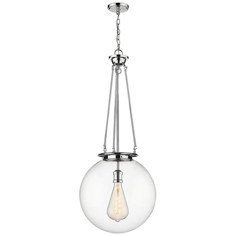 Image 1 Beacon 17.75" Wide Polished Chrome Pendant With Clear Glass Shade
