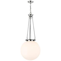 Beacon 17.75&quot; Wide Polished Chrome Pendant With Matte White Glass Shad