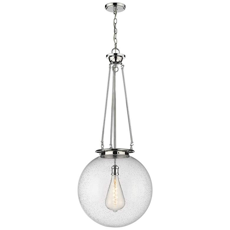 Image 1 Beacon 17.75 inch Wide Polished Chrome Pendant With Seedy Glass Shade
