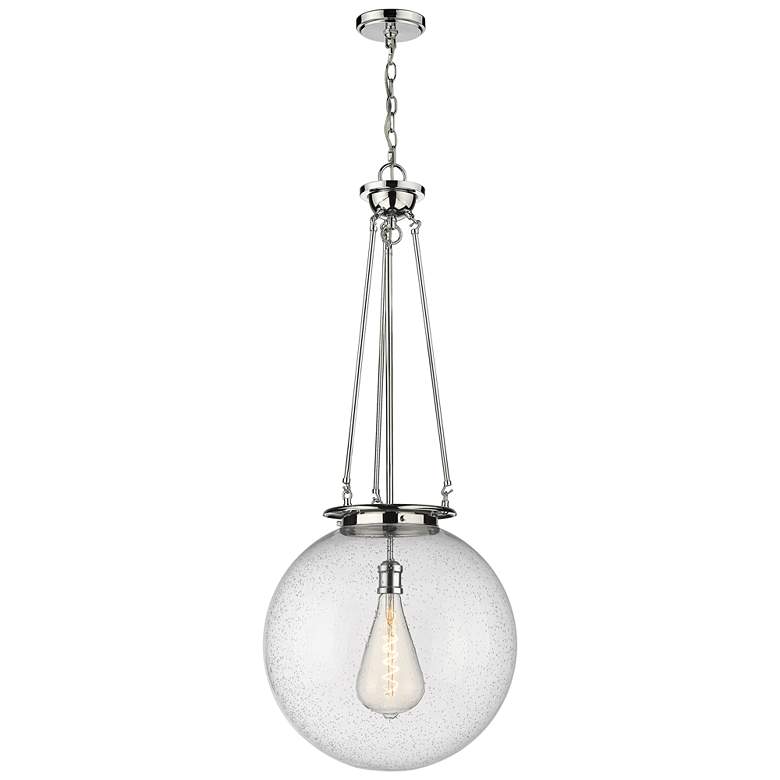 Image 1 Beacon 17.75" Wide Polished Chrome Pendant With Seedy Glass Shade
