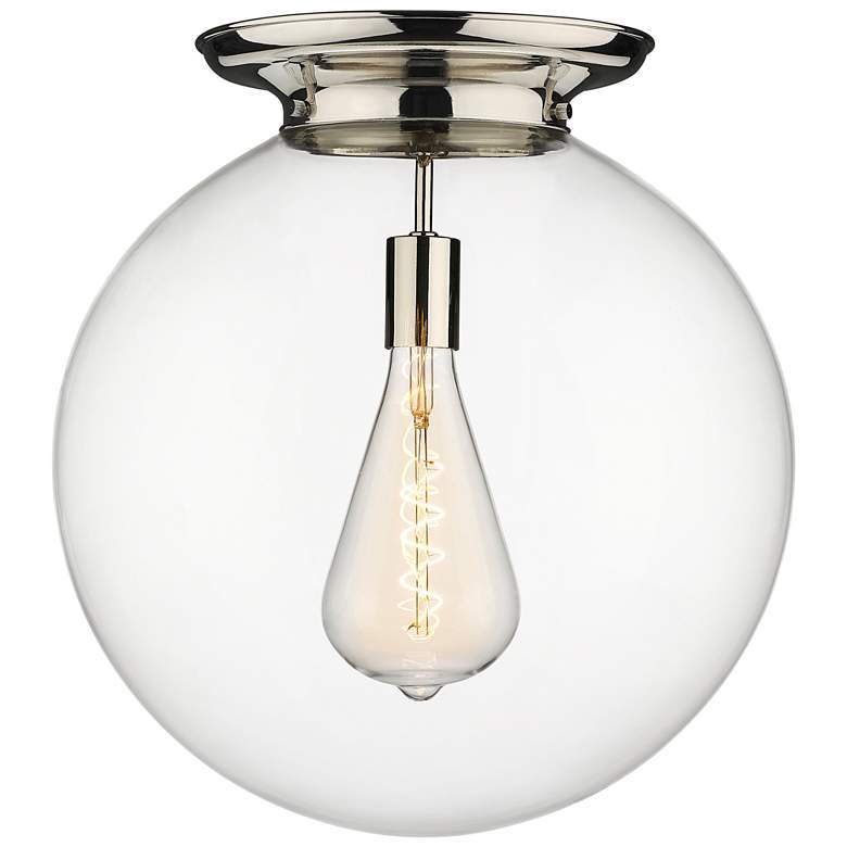 Image 1 Beacon 17.75" Wide Polished Nickel Flush Mount With Clear Glass Shade