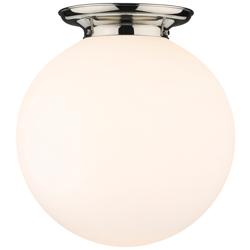 Beacon 17.75&quot; Wide Polished Nickel Flush Mount With Matte White Glass