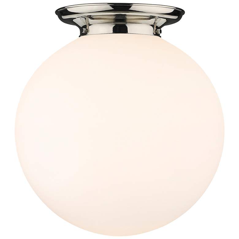 Image 1 Beacon 17.75" Wide Polished Nickel Flush Mount With Matte White Glass