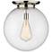 Beacon 17.75" Wide Polished Nickel Flush Mount With Seedy Glass Shade