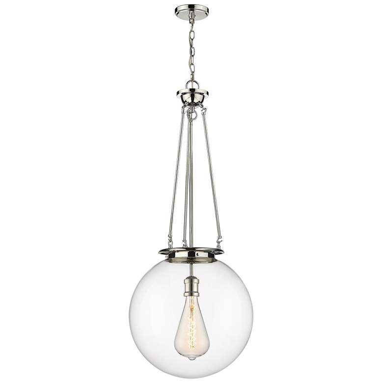 Image 1 Beacon 17.75 inch Wide Polished Nickel Pendant With Clear Glass Shade