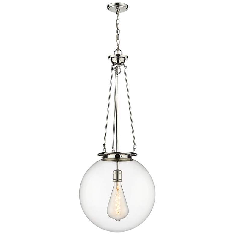 Image 1 Beacon 17.75" Wide Polished Nickel Pendant With Clear Glass Shade