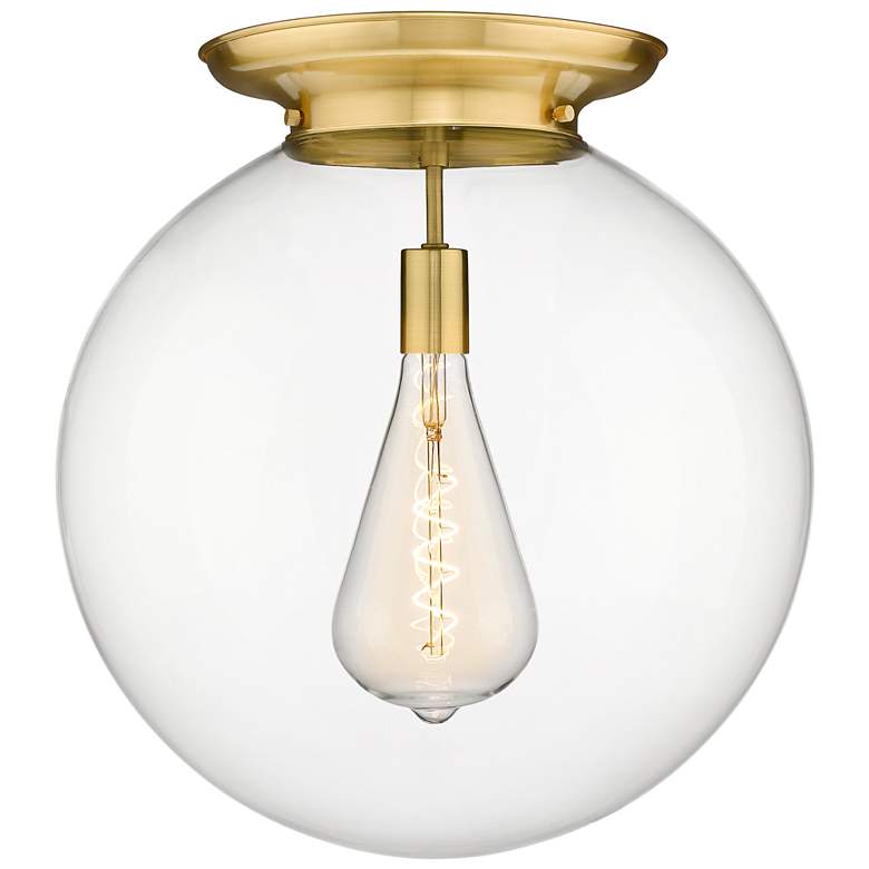 Image 1 Beacon 17.75" Wide Satin Gold Flush Mount With Clear Glass Shade